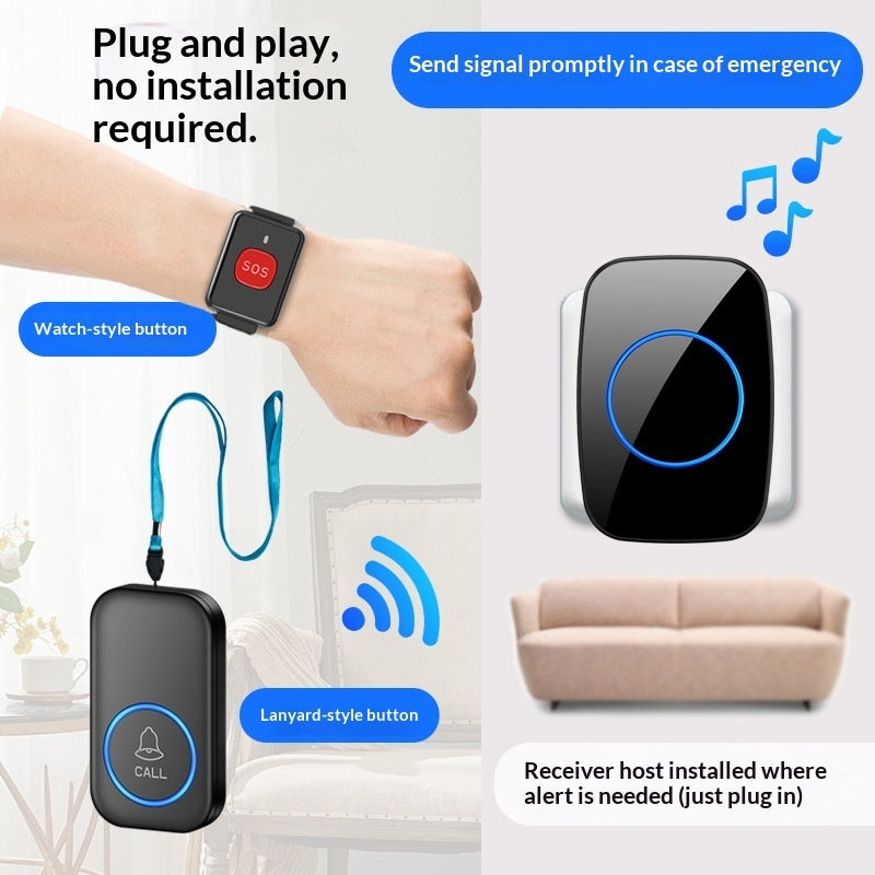 Personal wearable button wireless emergency alert system with receiver