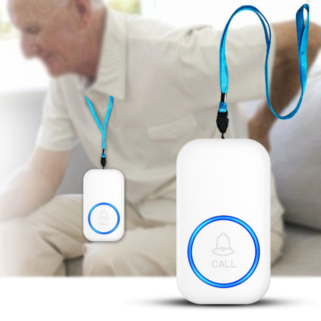 Personal wearable button wireless emergency alert system with receiver