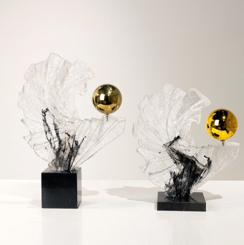 Light-luxury Abstract Fan-shaped Art Decor Piece