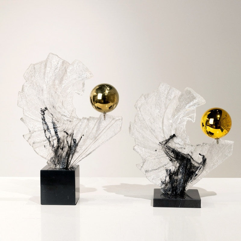 Light-luxury Abstract Fan-shaped Art Decor Piece